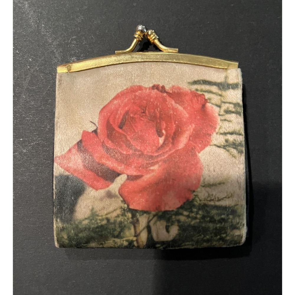 VTG Harry Rosenfeld Silk Coin Purse Hand Painted In Italy Kiss-Lock Clasp